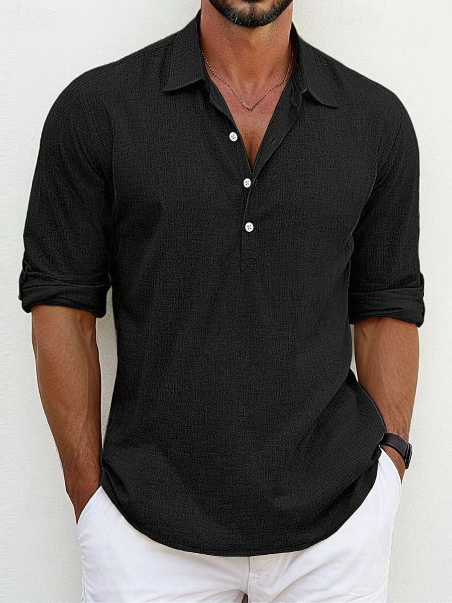 Men's Linen Shirt Casual Breathable Classic Fit 2