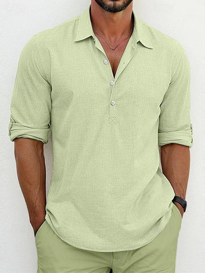 Men's Linen Shirt Casual Breathable Classic Fit 3