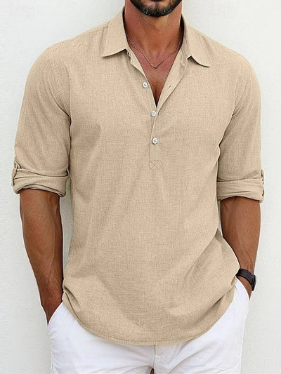 Men's Linen Shirt Casual Breathable Classic Fit 4
