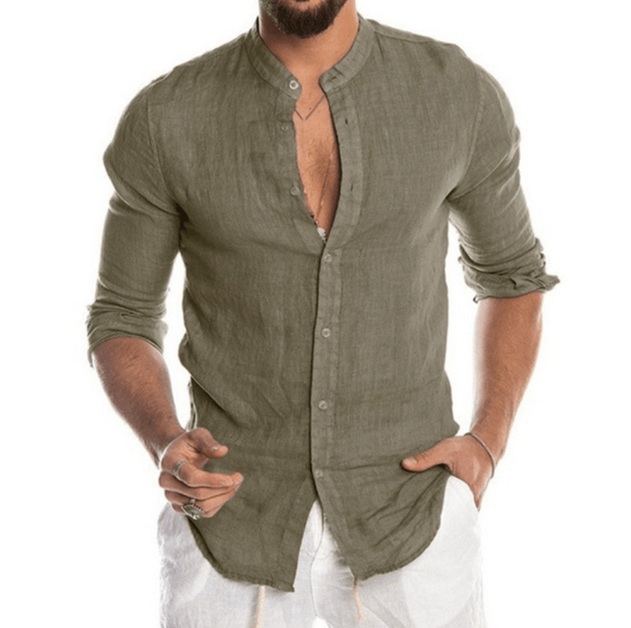 Men's Linen Shirt Elegant Design Lightweight Breathable Casual Summer Style 0
