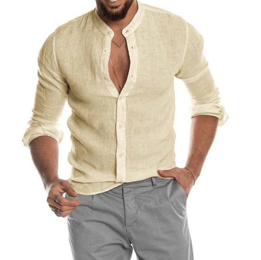 Men's Linen Shirt Elegant Design Lightweight Breathable Casual Summer Style 1