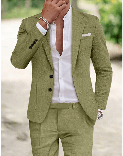 Men's Linen Suit Slim Fit - Stylish Summer Suit for Weddings and Formal Events 0