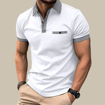Men's Polo Shirt Casual Style with Checkered Collar 0