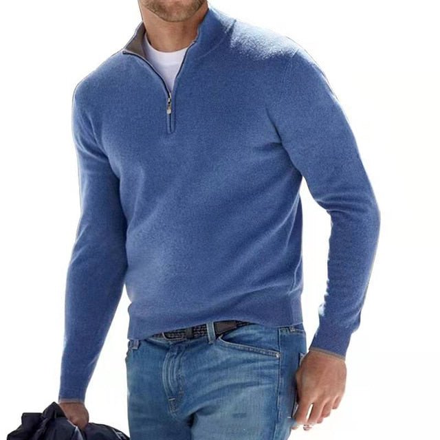 Men's Pullover V-Neck with Zipper Detail 4