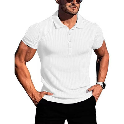 Men's Slim Fit Breathable Polo Shirt with Button Placket 4