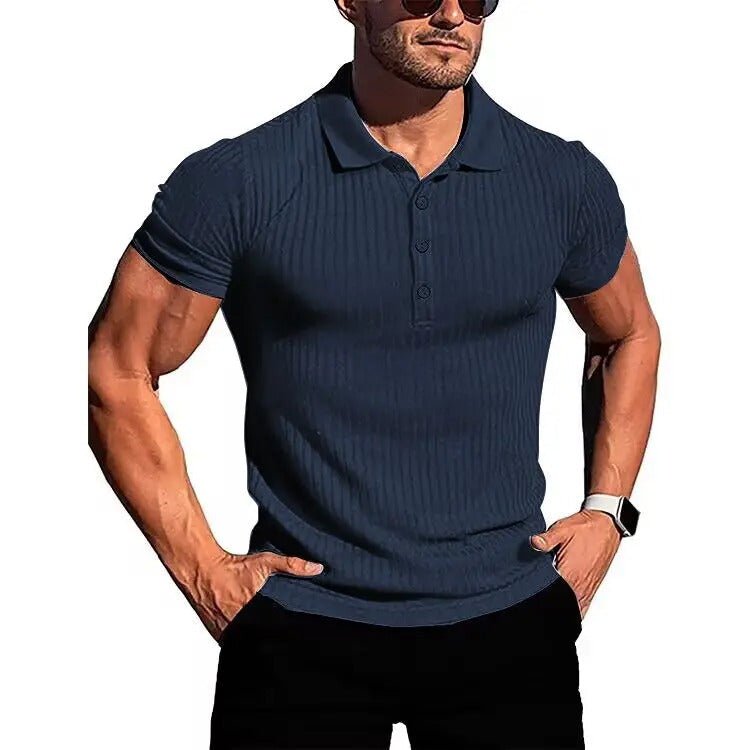Men's Slim Fit Breathable Polo Shirt with Button Placket 5