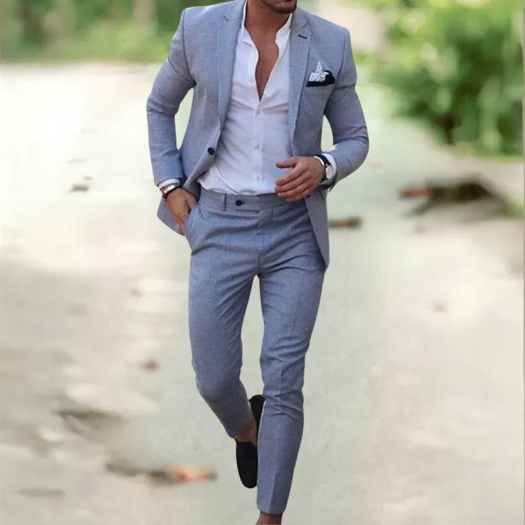 Men's Slim Fit Linen Suit Set for Summer Weddings and Business 4