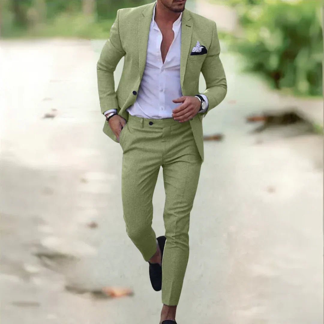 Men's Slim Fit Linen Suit Set for Summer Weddings and Business 5