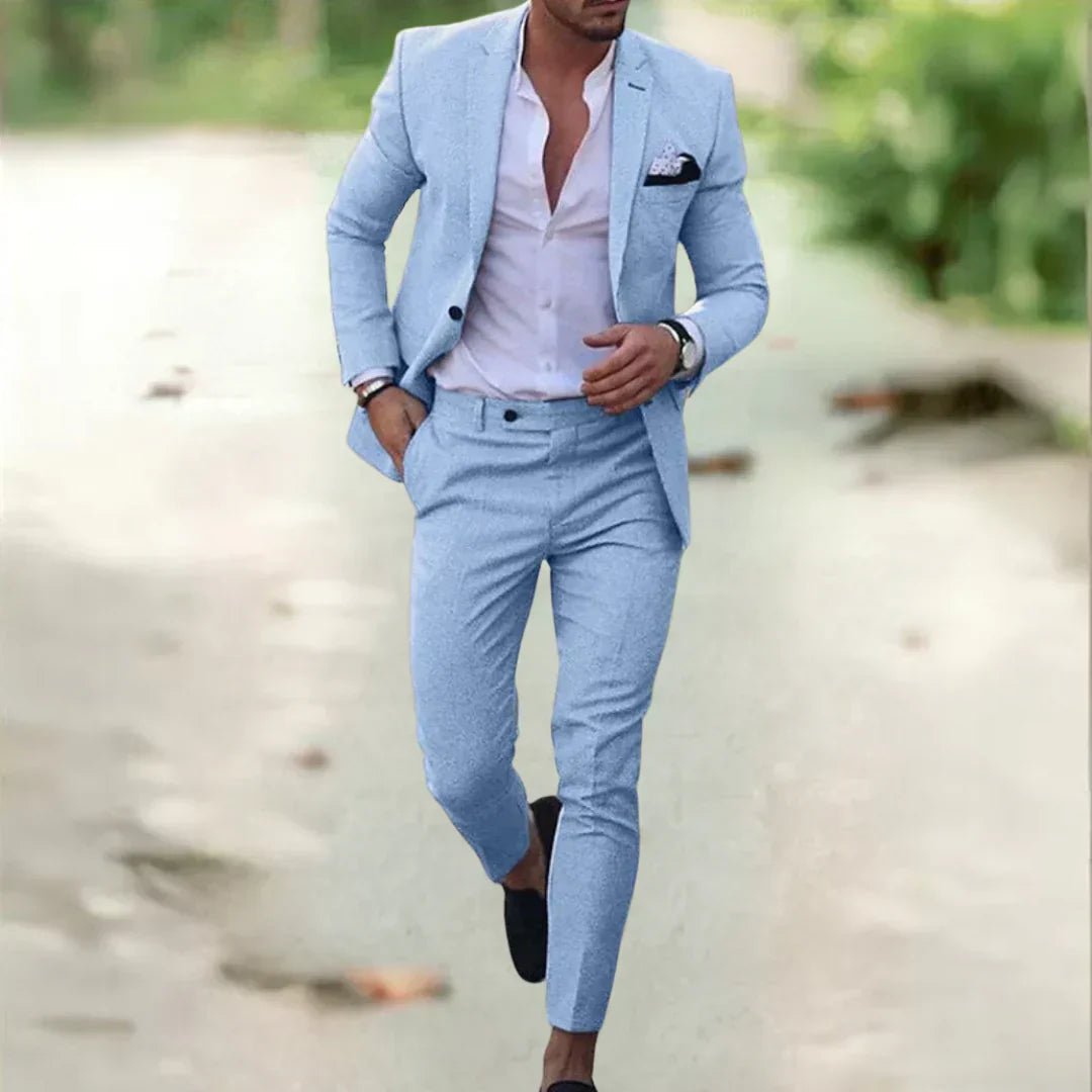 Men's Slim Fit Linen Suit Set for Summer Weddings and Business 7