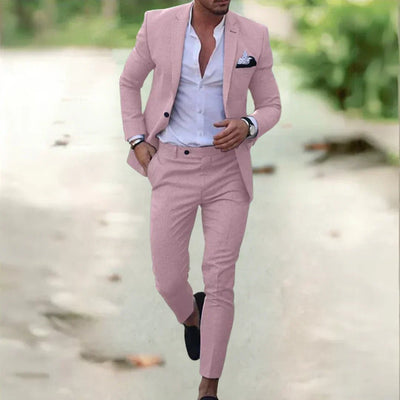 Men's Slim Fit Linen Suit Set for Summer Weddings and Business 9