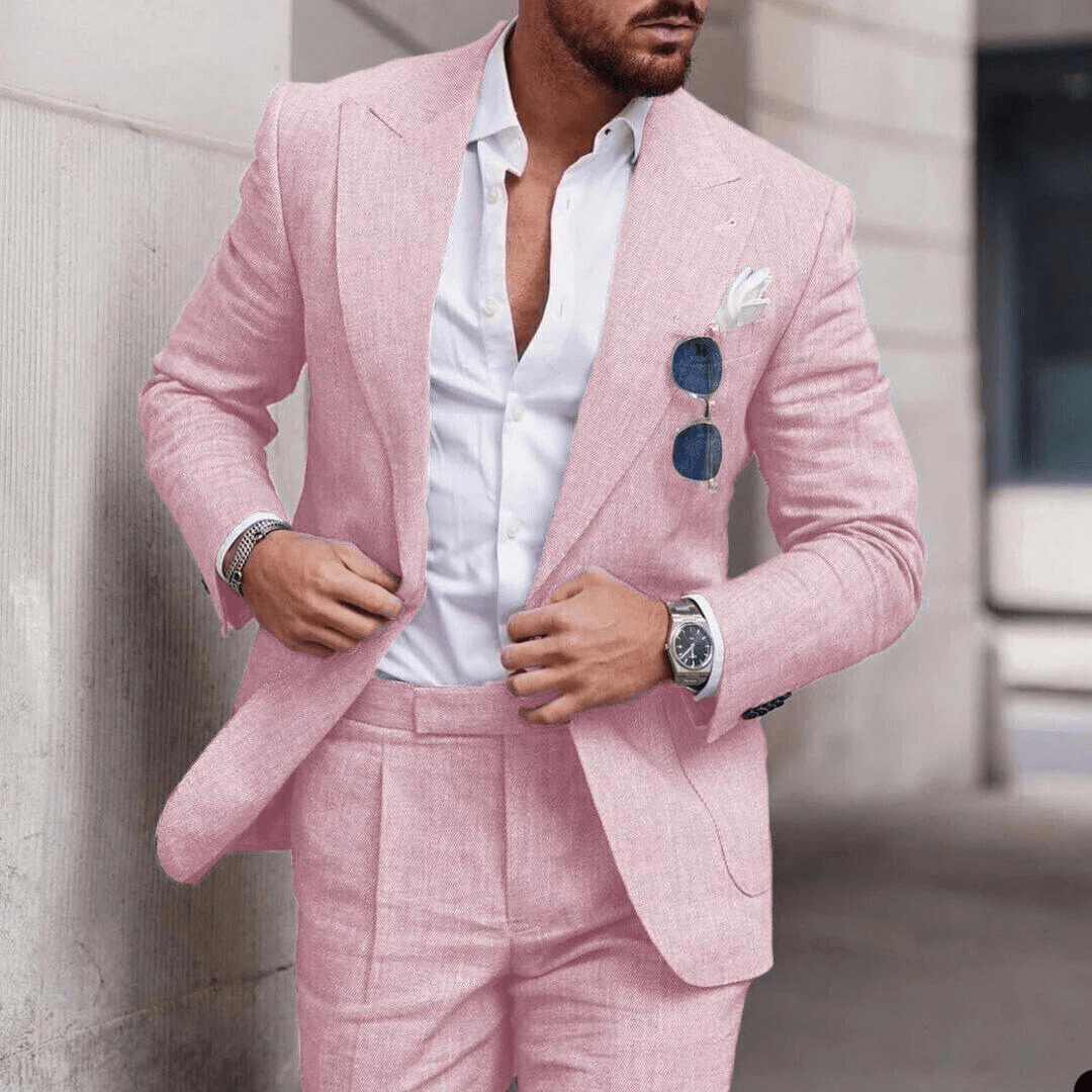Men's Wedding Suit Linen Two-Piece for Beach Events 2