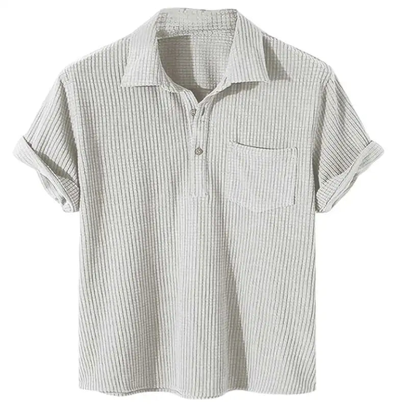 Plus Size Men's Polo Shirt with Waffle Texture 4