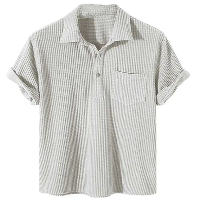 Plus Size Men's Polo Shirt with Waffle Texture 4