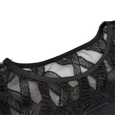 Plus Size Women's Elegant Midi Dress with Lace Sleeves for Formal Occasions 7