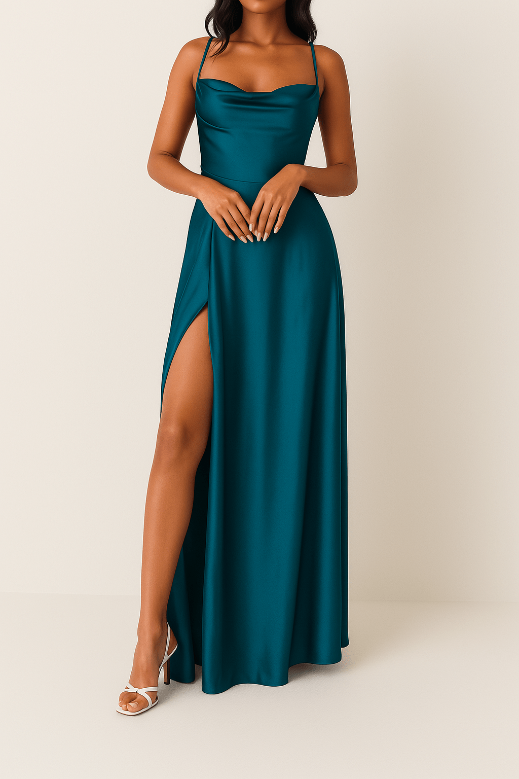 Women's Maxi Dress Sleeveless High Slit Elegant 5